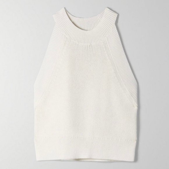 Aritzia Wilfred Knit Halter Tank in White sz 2XS - Picture 3 of 9